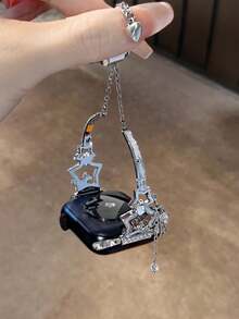 Compatible With Apple Watch Girly Star Diamond Pendant Adjustable Strap For Ultra/SE 2/SE 1/Series 11/10/9/8/7/6/5/4/3/2/1, 38/40/41/42/44/45/46/49mm - White - View 1