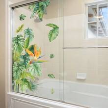 Adesivo da parete con foglie di mango ad acquerello, grande adesivo di piante tropicali verdi adatto per piastrelle di porte del bagno, decorazione rimovibile senza residui - FGC169 - Visualizzare 4