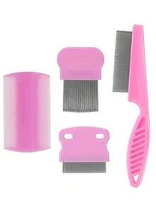 4件套专业除虱、除蚤、去屑梳套装，密齿梳子套装，不伤头皮去屑刷，专用头发驱虫梳 - 彩色 - 查看 7