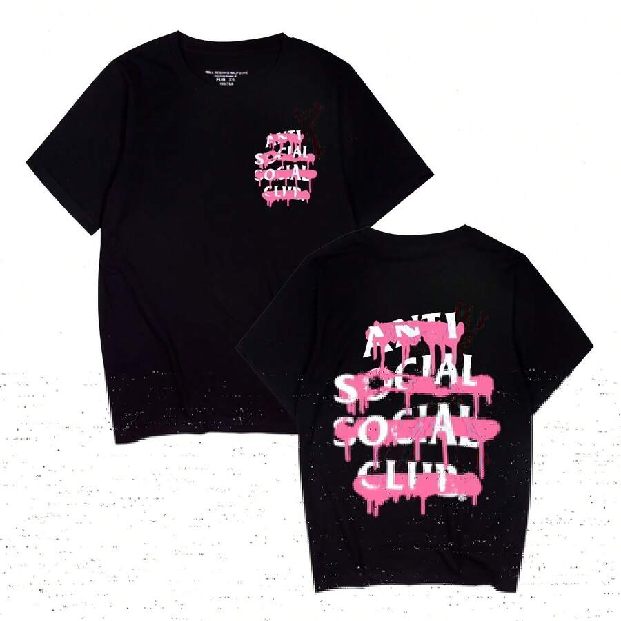 Azikbd Anti Social Social Clubs Pure Cotton Classic T-Shirt ASSC American Trendss High Street Short-Sle - 黑色 - 查看 1