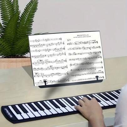 1pc Portable Music Score Stand, Suitable For Scores/Books, Tabletop Music Stand, Handmade Rolled Steel Piano Sheet Music Holder, Piano Desktop Reading Rack, Reading Stand, Tablet Holder, Back To School Gift