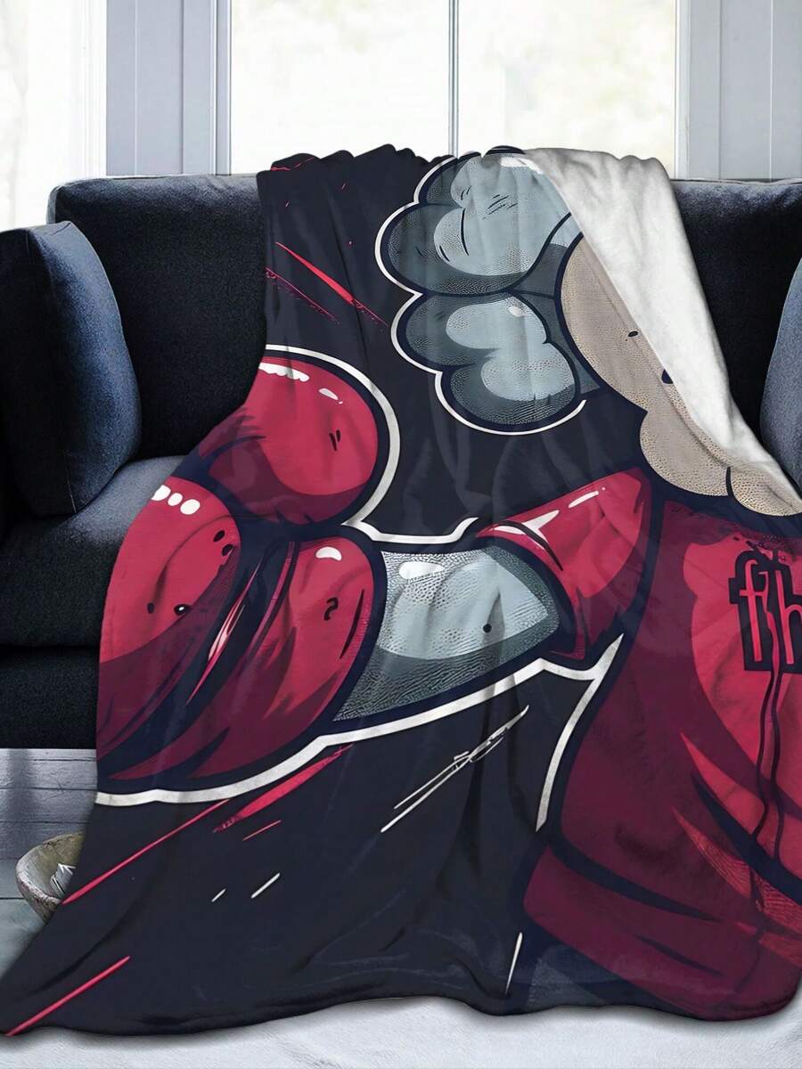 Kawss Kawaii Kaw Blanket Luxury Anime Flannel Blanket - Ultra Soft Cartoon Print, The Perfect Gift For Any Occasion, Christmas, Birthday, For Home, Camping & Travel Use - 黑色 - 查看 1