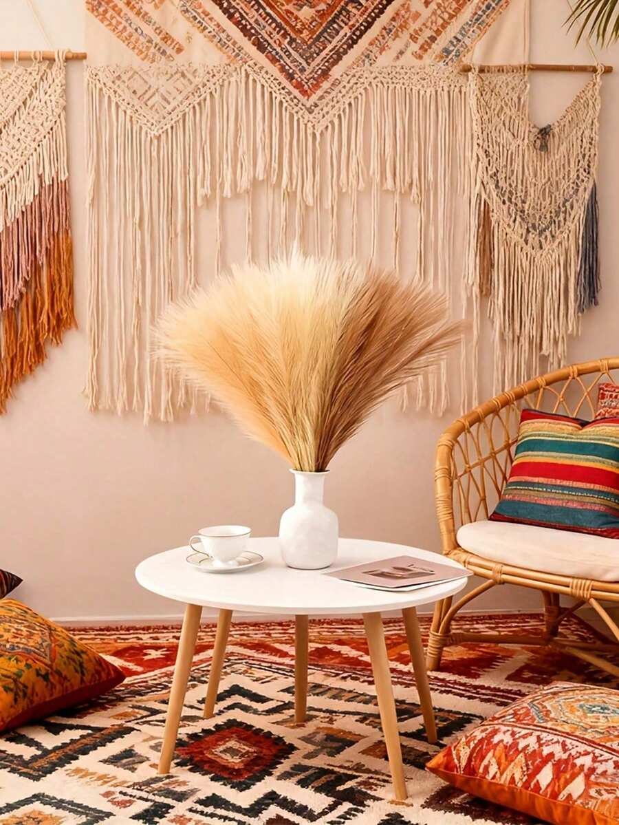 棕色人造蓬鬆芒草花,蓬鬆草花裝飾,適合波希米亞風居家裝飾、婚禮裝飾、戶外婚禮、春季裝飾 - 混色 - 查看 1