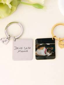 Llavero personalizado con foto, idea de regalo de aniversario o graduación, regalo conmemorativo grabado, llavero de pareja, regalo para el amor - Multicolor - Ver 2