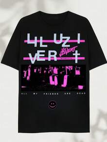 2026: Lil Uzi Verts "All My Friends Are Dead" Printed T-Shirt - Made Of Pure Cotton, It's Soft And Breathable, Suitable For Both Men And Women. It's A Casual Shirt Suitable For All Seasons And A Stylish Souvenir. It's Perfect For Everyday Wear, Streetwear Enthusiasts, And Music Lovers. - Black - View 6