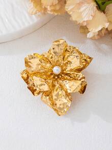 1pc Fashionable High-End Asymmetrical Ruffle Large Flower Brooch, Multi-Layer Petals Brooch Suitable For Women's Daily, Banquet, Party Wear - Flower Brooch - View 8