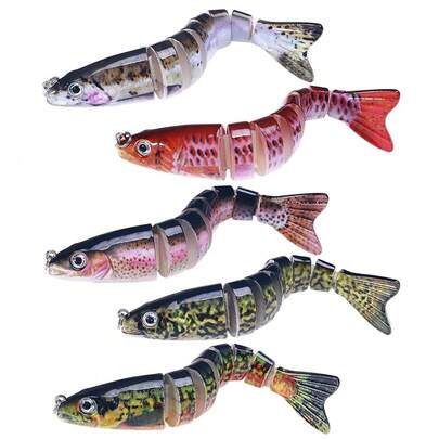  Señuelo de pesca Hengjia, 13 colores opcionales, cebo duro de plástico de 8 segmentos con acción de natación en forma de S, señuelo de pesca biológico que se hunde a larga distancia para la pesca de lubina y crappie en agua dulce y salada