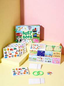 儿童安静书可反复撕贴纸书钩环配对益智玩具启蒙益智忙碌书早教益智玩具 - 彩色 - 查看 2