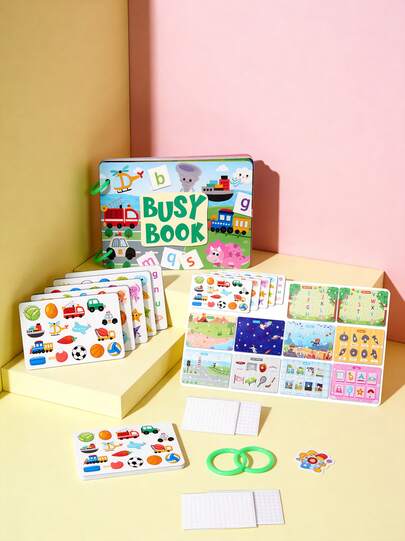 儿童安静书可反复撕贴纸书钩环配对益智玩具启蒙益智忙碌书早教益智玩具