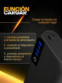Esta batería externa portátil de 7500 mAh es compatible con los protocolos de carga rápida PD3.0 y QC4.0. Cuenta con tres puertos USB-C, funciones de linterna y carga de teléfonos móviles, y es compatible con todos los teléfonos móviles. - Negro - Ver 6