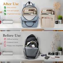 1pc Felt Backpack Organizer Box, Unisex, Large Capacity Travel Backpack Liner With Zipper Pocket, Lightweight Organizer Box - View 4