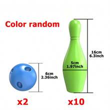 Juego de Bolos para Interiores, 10 Pinzas de Colores y 2 Bolas, Juegos de Bolos para Piso, Juegos Deportivos Interactivos para Fiestas, Juego de Bolos de Plástico de Gran Tamaño GMSX - 1 juego - Ver 9