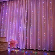 1pc 600/300/200/100 LED Window Curtain String Lights With 8 Lighting Modes, USB Powered Atmosphere Lights For Indoor, Holiday, Party, Wedding, Room & Window Decor (Remote Control Batteries Not Included) - USB Plug - View 5