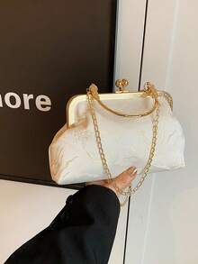 Bolso de mano con estampado de graffiti de moda, elegante bolso de tela para fiesta y compras, colocación del estampado al azar - Beis - Ver 5