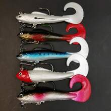 5件装钓鱼路亚饵，带铅头钩，软体泳饵，人工饵，适用于鲈鱼 - 彩色 - 查看 6