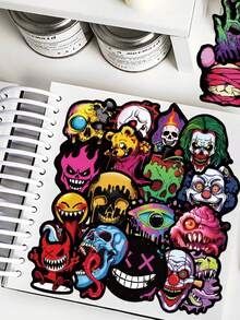 50pcs Gothic Cartoon Ghost Face Skull Stickers Cell Phone Case Handbook Laptop Luggage Skateboard Helmet Decorative Stickers - A - View 6