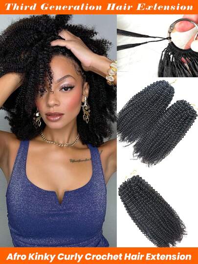 Tóc giả Afro xoăn Boho, tóc móc xoăn tự nhiên không thắt nút, 50g/150g/250g, tóc móc sợi mảnh, tóc thật xoăn xù Afro, tóc vô hình 12A, tóc nối nhẹ, màu đen tự nhiên, tóc móc Miracle Knots.