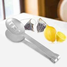 Prensa para bolsitas de té plateada, pinza ovalada de acero inoxidable para bolsitas de té, pinza y soporte para colador de té, adecuada para sujetar cubitos de hielo, azúcar, coladores y filtros de té, accesorios para té. - Plateado - Ver 8
