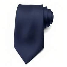 Elvura Men's 1.97" Solid Navy Blue Tie, Elegant Handmade Skinny Necktie - 藏蓝色 - 查看 1