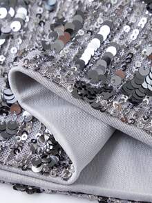 Women's Sequined Mini Skirt Sparkly Solid Color Low Rise Short Skirts For Summer - Silver - View 10