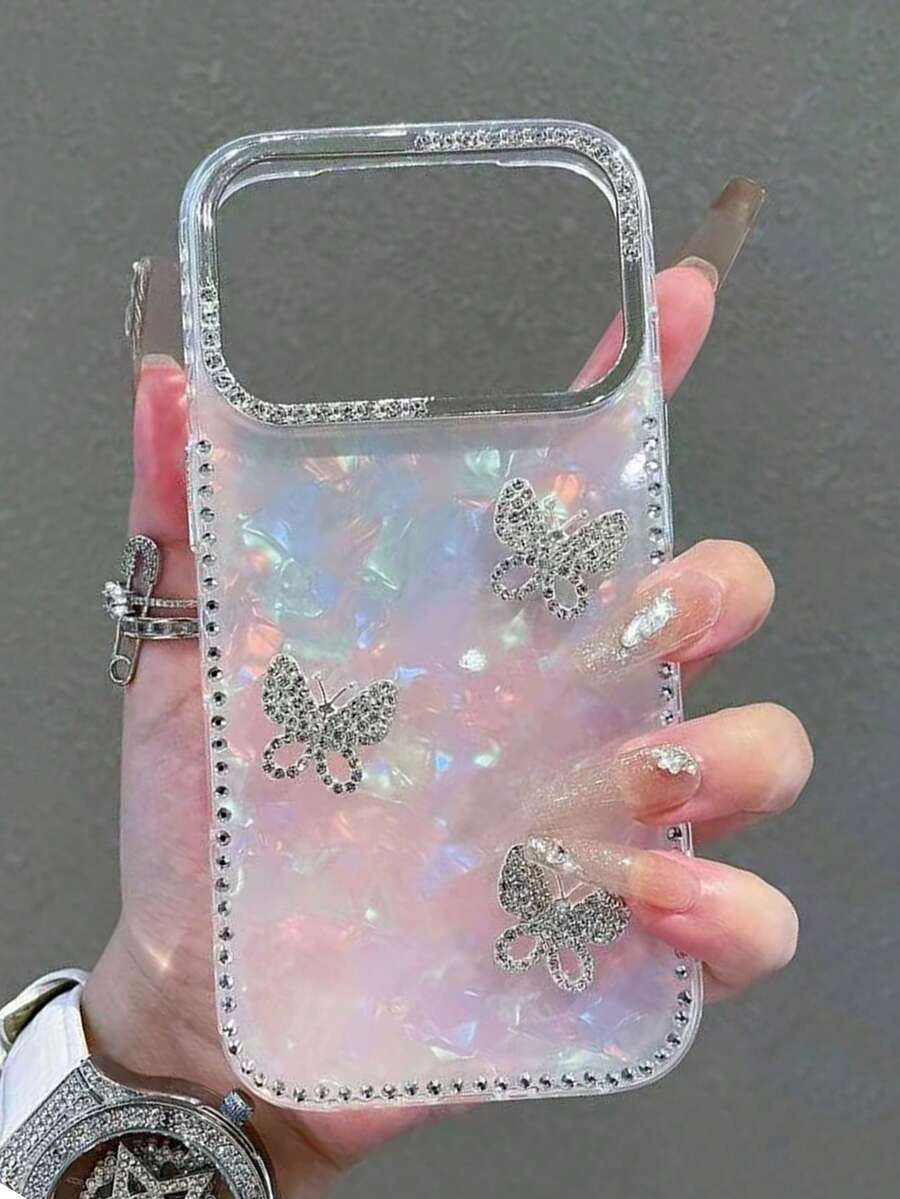 1个时尚奢华电镀水钻镶边闪亮星形透明全包防震手机壳，兼容 17/17 Air/17 Pro/17 Pro Max、16、16 Pro、16 Plus、16 Pro Max、15、14、14 Pro Max、13、12、11 - 無色 - 查看 1