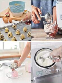 Multi-Purpose Stainless Steel Scoop Set - Trigger Release For Ice Cream, Cookie Dough, Melon Balls & Meatballs - Silver - View 8