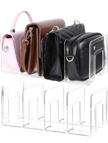 2pcs Transparent Acrylic Bag Organizer Rack With Dividers | 4-Tier Space Saving Wardrobe Storage Shelf | Multi-Layer Handbag Display Stand, Suitable For Party, Birthday, Wedding Decoration | Back To School Essential And Gift For Female Friends,Storage Organizer,Travel Essential - Clear - View 10