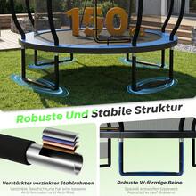 Devoko Garden Trampoline For Children, Ø 228/305/366/427 Cm, Outdoor Trampoline With Enclosure Net, Ladder And Gloves, Pumpkin Design, Max. Load Capacity 50–150 Kg - Blue (with Basketball Accessories) - View 4