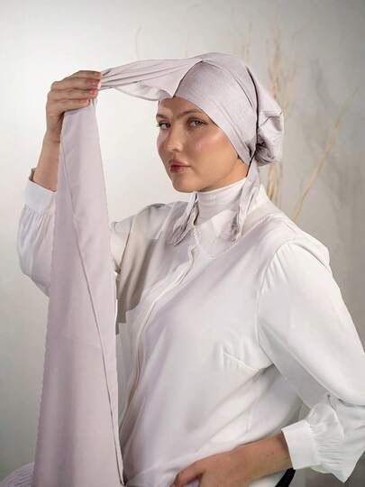 1pc 3-In-1 Instant Chiffon Hijab With Built-In Magnets And Undercap/All-In-One Instant Hijab - No Pins, Slip-Free Fit, Easy Wear In Seconds. Suitable For Daily Abaya Matching, Outdoor Activities, Prayers And Worship