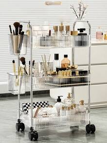 Acrylic Mobile Storage Rack, Multi-Layer Snack/Fruit/Vegetable Basket, Movable Kitchen Shelf - Multicolor - View 10