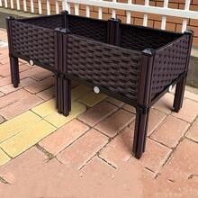 Upgraded Raised Garden Bed, Multi-Functional High Elevated Planter Box, Durable Plastic Rectangular Garden Bed Kit For Patio, Garden, Yard - 灰色-2聯 - 查看 3