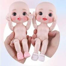 22厘米BJD娃娃，可爱8关节可动乙烯基人偶，DIY娃娃，精美娃娃，节日和生日送给女孩、家人和朋友的礼物 - 彩色 - 查看 3