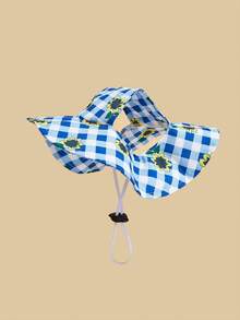 1pc Cute Polyester Wind-Resistant Sun Hat, Ear-Exposed Design, Anti-Shedding, Adjustable Sun Protection, Suitable For Small Pet Dogs To Wear Outdoors All Year Round - Blue - View 30