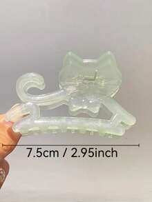 3个/1个 7.5厘米/2.95英寸 女士闪亮卡通可爱猫爪镂空珍珠发夹，优雅小众可爱动物发爪，绿色/粉色/棕色，适合度假、发型、马尾辫、发髻，时尚百搭，优雅简约，纯色发爪，适合日常佩戴、休闲、通勤，夏季度假海滩发饰，夏季海滩发夹，度假发夹 - 彩色 - 查看 3