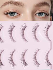 15 pares de pestañas postizas 3D naturales y dispersas, pestañas esponjosas con efecto cruzado, tallo transparente invisible, tira completa de una sola pieza, adecuadas para principiantes, maquillaje diario y de fiesta - Negro - Ver 1