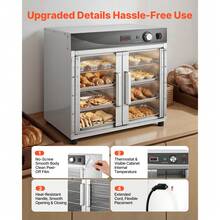 Electric Hot Box Food Warmer, 4-Tier Commercial Warming Cabinet With Water Tray, Glass Door And Adjustable Shelves, Stainless Steel Food Warmer Cabinet, For Restaurant, Kitchen, Pizza, Chicken - Small 4-layer Double-leaf Transparent Door (mechanical) - View 6