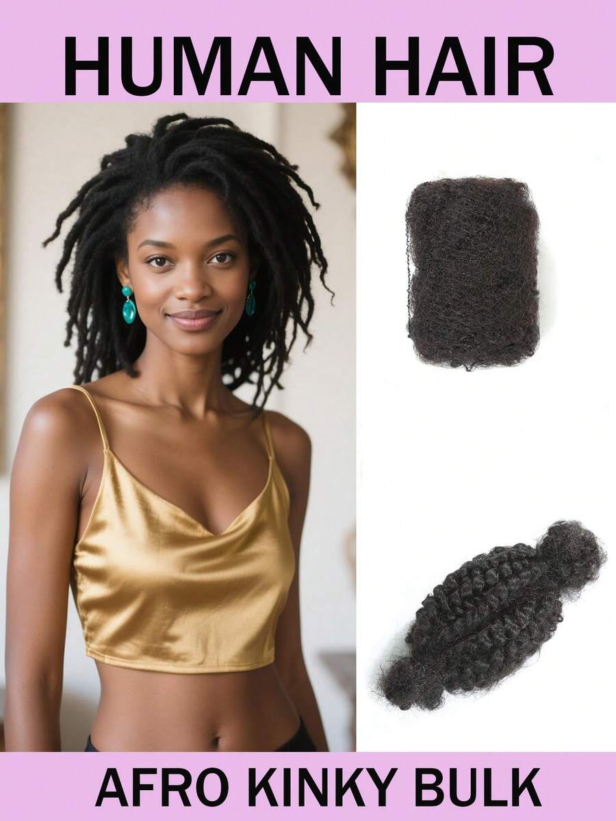 Tóc giả xoăn tự nhiên, tóc người châu Phi, tóc bện xoắn phồng sẵn, tóc cuộn đã được kéo giãn sẵn, dùng để làm tóc bện nhỏ, tóc bện xoắn, nối tóc dreadlocks, sửa chữa dreadlocks, tóc bện xoắn mini. - Natural Black - Xem 1