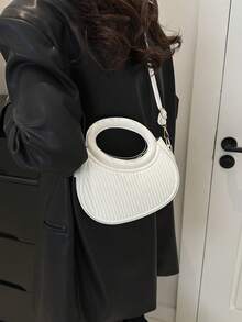 Bolso bandolera minimalista de estilo INS con diseño personalizado y sin arrugas, bolso de hombro para mujer para ir al trabajo, Nuevo modelo de primavera 2026 - Blanco - Ver 6