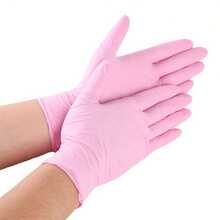 100只粉色一次性丁腈手套，不含乳胶，无粉，适用于厨房和办公室 - 粉紅色 - 查看 8