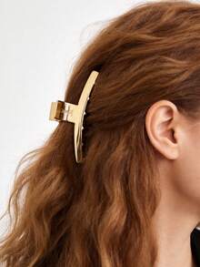 Yves Saint Laurent Large Gold Metal Hair Claw Clip 10cm/3.93in Strong Hold Hair Clamp For Thick Hair - Gold - View 2