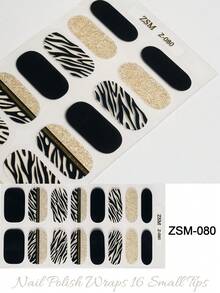 Bộ 16 miếng dán móng tay gel bán khô, màu be thạch, không cần đèn UV, chất lượng salon, bền lâu. - màu đen - Xem 8