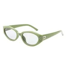1pc Women Retro Oval Cat Eye Fashion Sunglasses, Y2K Street Style Small Frame Fashionable Glasses For Summer Beach Vacation, Outdoor Travel, Parties, Daily Wear UV Protection - 綠色 - 查看 2