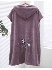 1件女士春夏可爱刺绣无袖睡袍，家居服，可作浴巾，开衫式长袍，家居长袍，夏季斗篷，披肩，僧袍，柔软保暖，适合浴室、泳池、海滩、冲浪等场合。 - 彩色 - 查看 15