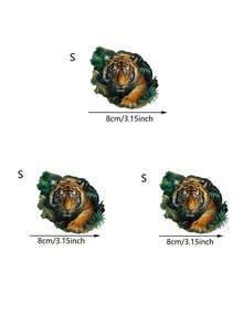 1pc/2pcs/3pcs Jungle Tiger DIY Heat Transfer Stickers, Suitable For T-Shirts, Hoodies, Jeans, Canvas Bags And Other Handmade Clothing, Jungle Theme, Animal Print, Durable Adhesive, Heat-Resistant Material, Decorative Stickers, Clothing Decoration, Craft Hobby, Fashion DIY Enthusiasts - L - View 4