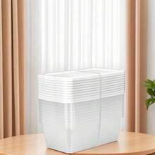 Set Of (10) 6 Quart Storage Boxes, Clear Plastic Storage Bin With  Lid, White - 白色 - 查看 1