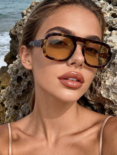 1 Pair Leopard Print Bohemian Style High-Quality Sunglasses, Suitable For 18, 21, 30, 40, 50 Years Old, Birthday Party Gift Accessory, Vacation Travel Casual Gathering Daily Decoration Glasses, Ideal For Daily Wear, Back To School Season, Vacation Travel, College Style, Summer Beach Outfit, And A Perfect Accessory Choice For Women