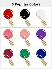 15毫升凝胶指甲油，凝胶眼线笔，指甲油套装/单瓶装 - 9种颜色。凝胶眼线指甲油颜色：红色、黑色、白色、粉色、裸色、紫色、酒红色、绿色、藏青色。可剥离UV凝胶指甲油，内置精细指甲刷。瓶装。女士礼品。 - 彩色 - 查看 2