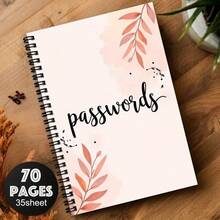 Sổ tay ghi mật khẩu - 70 trang, gáy xoắn, họa tiết lá màu nước, bìa màu xanh đào nghệ thuật, dùng để ghi lại suy nghĩ và mật khẩu đã quên, món quà tuyệt vời cho bạn bè, bạn học, sinh viên, người lập kế hoạch chuyên nghiệp, thiết kế chủ đề giả tưởng, gáy xoắn bền chắc. - A5 - Xem 3