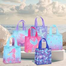 6/12/24pcs Mermaid Series Ocean Theme Non-Woven Fabric Gift Bags, Seahorse & Starfish Print Party Gift Packaging Bags, Portable Tote Bags With Handles For Shopping Mall, Beach Picnic, Island Travel, Happy Birthday - 9033 - View 11