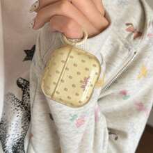 Estuche colgante para auriculares a juego con Pro 2, de estilo minimalista y semitransparente con lunares amarillos y morados, lindo protector de estuche para auriculares Apple 4 minimalista 3 nuevo 1/2 generación para mujeres - Amarillo - Ver 2